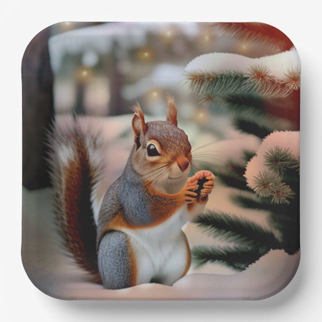 Plato De Papel Navidades Squirrel (Anverso)
