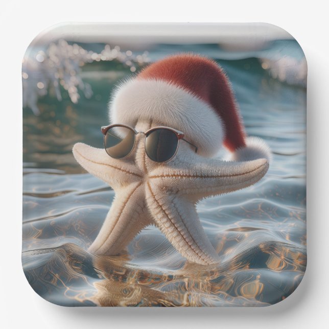 Plato De Papel Navidades Starfish in the Ocean (Anverso)