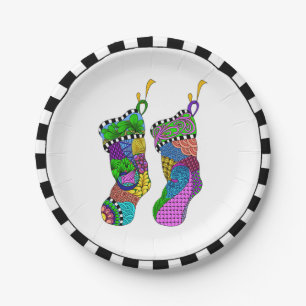 Plato De Papel Navidades Stocking Twist