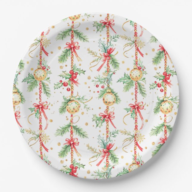 Plato De Papel Navidades String Ornaments Baubles (Anverso)