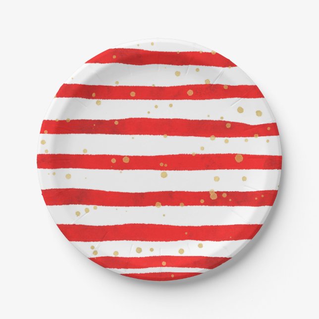 Plato De Papel Navidades Stripes (Anverso)