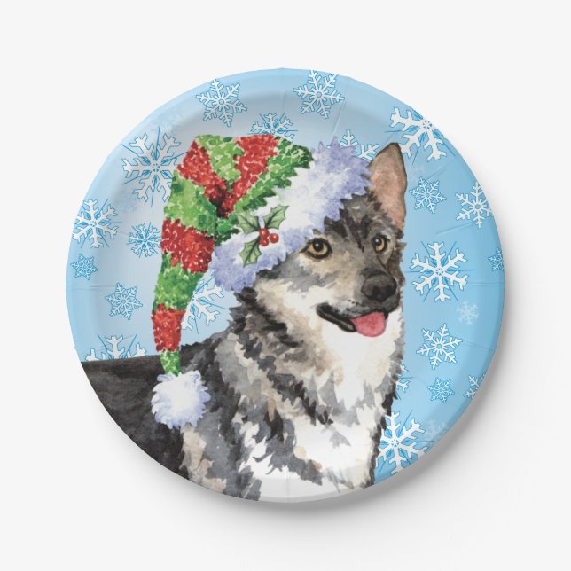 Plato De Papel Navidades: Sueco Vallhund (Anverso)