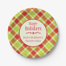 Plato De Papel Navidades tartán nombre cookie intercambio placa d