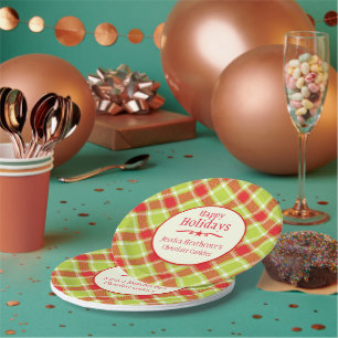 Plato De Papel Navidades tartán nombre galletas de intercambio pl