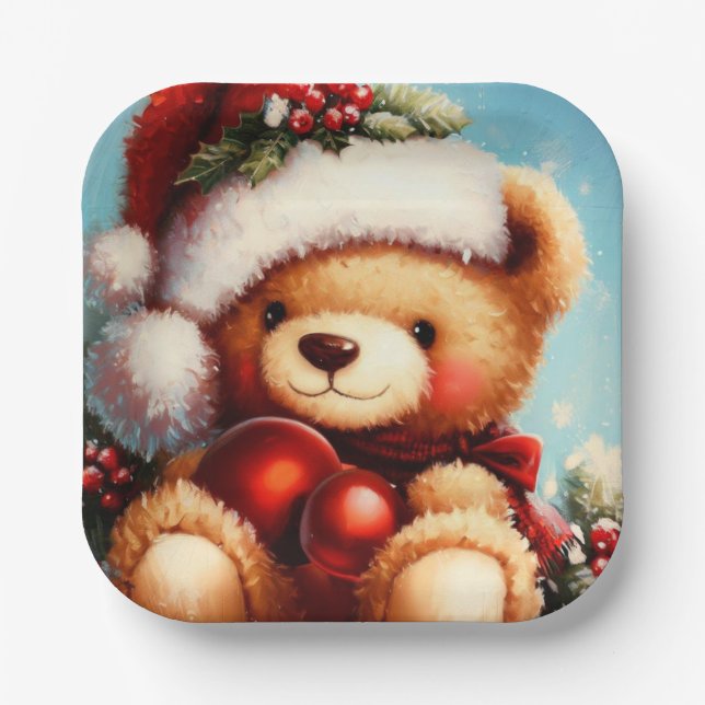 Plato De Papel Navidades Teddy Bear 4 (Anverso)
