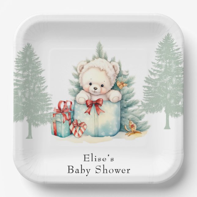 Plato De Papel Navidades Teddy Bear Baby Shower (Anverso)
