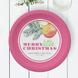 Plato De Papel Navidades Tema Placas de papel Baby Shower<br><div class="desc">Estos Navidades magenta tienen una temática de placas de papel para bebé, con verduras de color agua de invierno y adornos de vacaciones. Las palabras "Merry Little Navidades" están dispuestas en una tipografía de color verde y rosa brillante. Utilice los campos de plantilla para agregar el texto del personalizado. Una...</div>