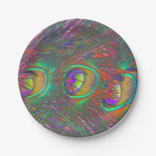 Plato De Papel Navidades Tinsel Peacock Feathers