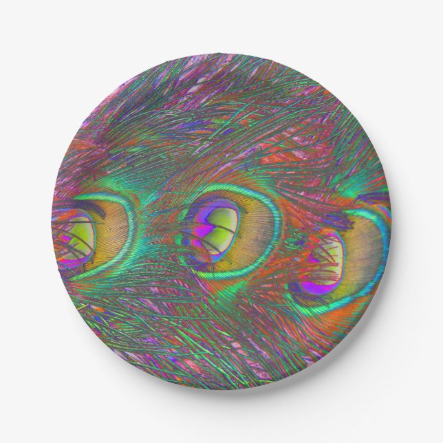 Plato De Papel Navidades Tinsel Peacock Feathers (Anverso)