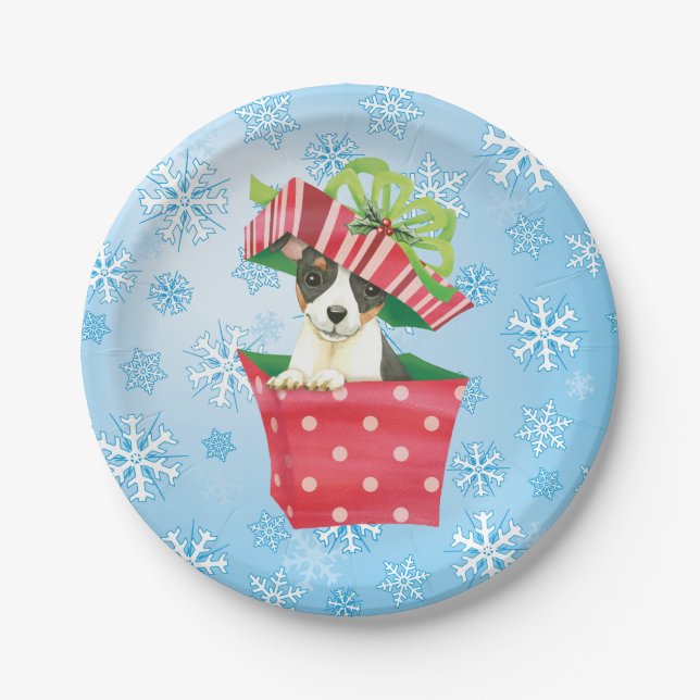 Plato De Papel Navidades Toy Fox Terrier (Anverso)
