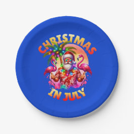 Plato De Papel Navidades tropicales en julio Palm Trees & Flaming
