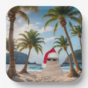 Plato De Papel Navidades varan en una playa