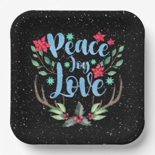 Plato De Papel Navidades venados con Holly