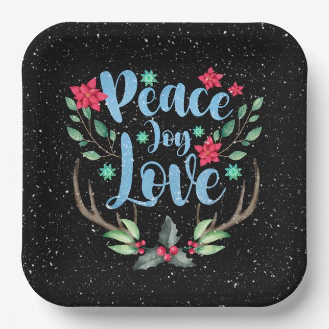 Plato De Papel Navidades venados con Holly (Anverso)