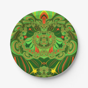 Plato De Papel NAVIDADES ~ Verde rojo brillante Bonito