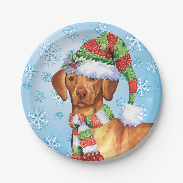 Plato De Papel Navidades Vizsla (Anverso)