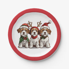 Plato De Papel Navidades Welsh Wire Fox Terrier Dogs