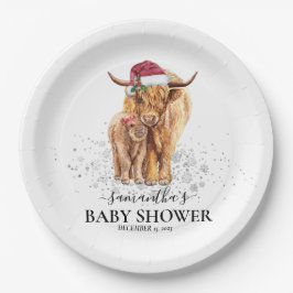 Plato De Papel Navidades Winter Highland Cow Calf Baby Shower
