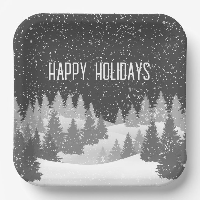 Plato De Papel Navidades Winter Pines (Anverso)