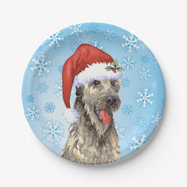 Plato De Papel Navidades Wolfhound irlandés (Anverso)
