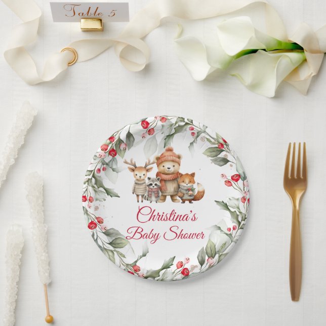 Plato De Papel Navidades Woodland Animals Baby Shower (Boda)