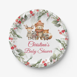 Plato De Papel Navidades Woodland Animals Baby Shower
