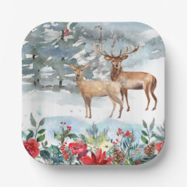 Plato De Papel Navidades Woodland Deer