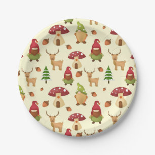 Plato De Papel Navidades Woodland Gnome Vacaciones