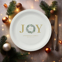 Plato De Papel Navidades Wreath "Joy"