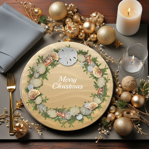 Plato De Papel Navidades Wreath Seasheles Starfish Sand Dollar