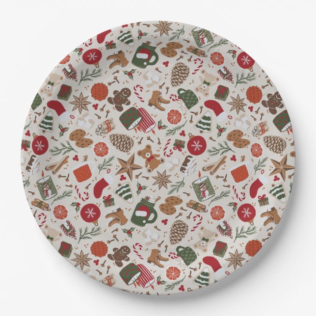 Plato De Papel Navidades y especias acogedores (Anverso)