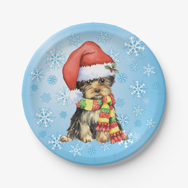 Plato De Papel Navidades Yorkie (Anverso)