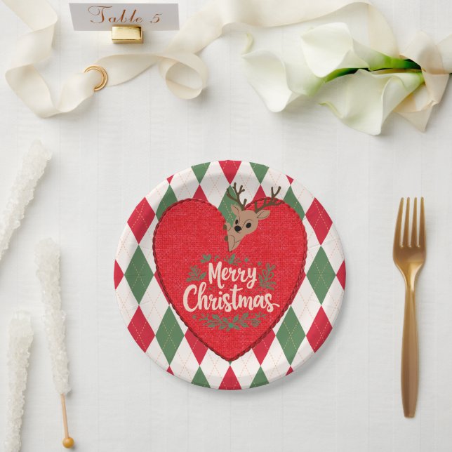 Plato de papel Navideño alegre (Boda)