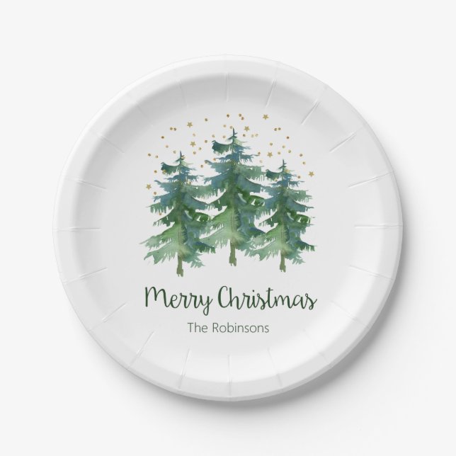 Plato de Papel Navideño Bosque Invernal (Anverso)