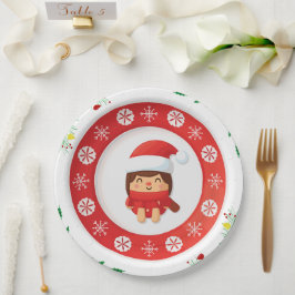 Plato de papel navideño de Santa adorable