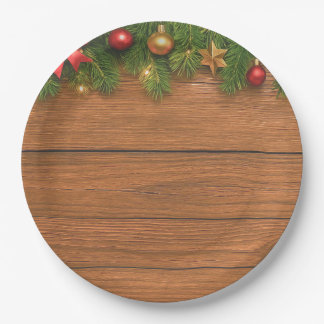 Plato de papel navideño rústico – Festivo navideño