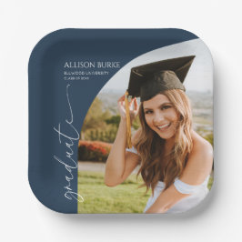 Plato De Papel Navy Blue Minimal Minimalist Photo Arch Graduation