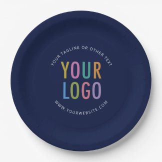 Plato De Papel Navy Blue Paper Plates Custom Business Logo Bulk