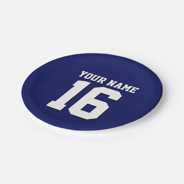 Plato De Papel Navy Blue Sports Jersey (Angular)