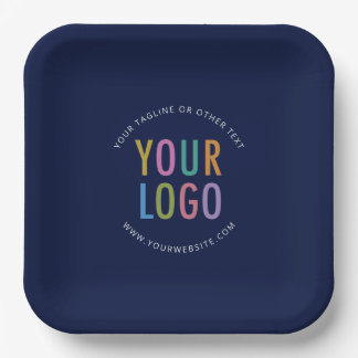 Plato De Papel Navy Blue Square Paper Plates Custom Logo Branded