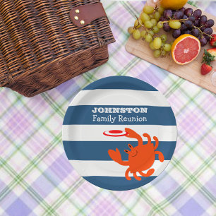 Plato De Papel Navy Nautical Frisbee Crab Personalizado