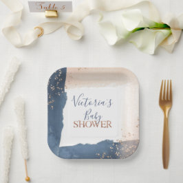 Plato De Papel Navy Rubor Gold Baby Shower