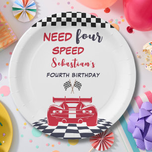 Plato De Papel Necesita cuatro niños de cuarto cumpleaños de velo
