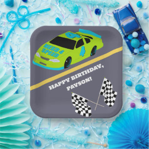 Plato De Papel Necesito 4 Race Car Boys cuarto Fiesta de cumpleañ