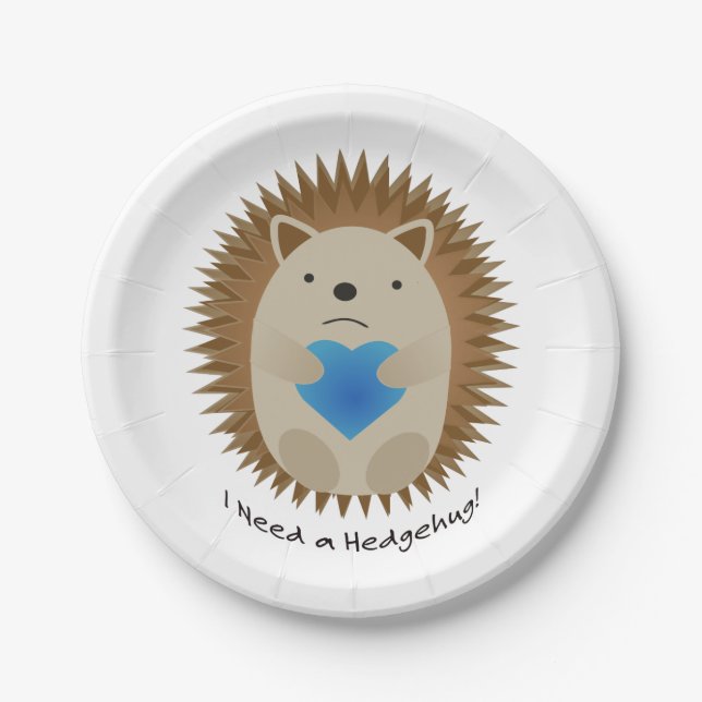 Plato De Papel Necesito un Hedgehog (Anverso)
