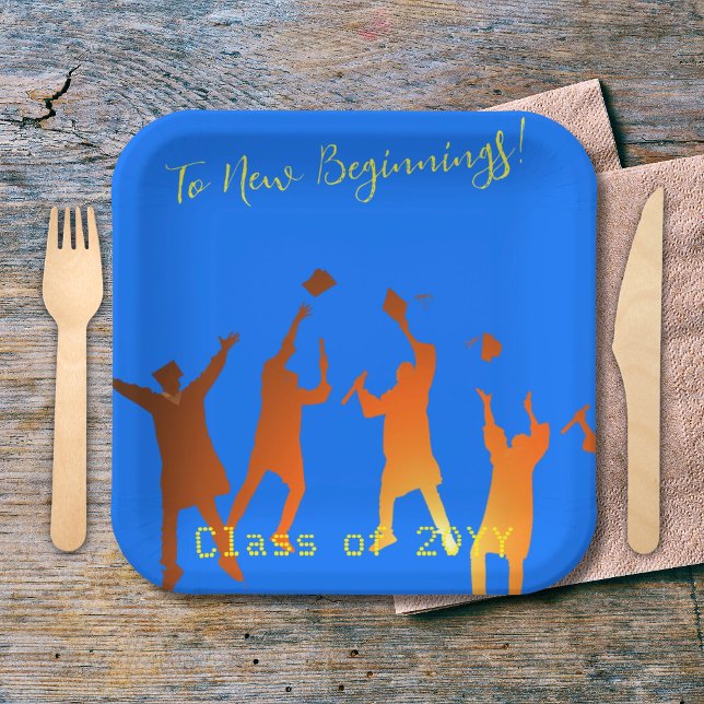 Plato De Papel Negrita Blue Modern Tech Graduation (Subido por el creador)