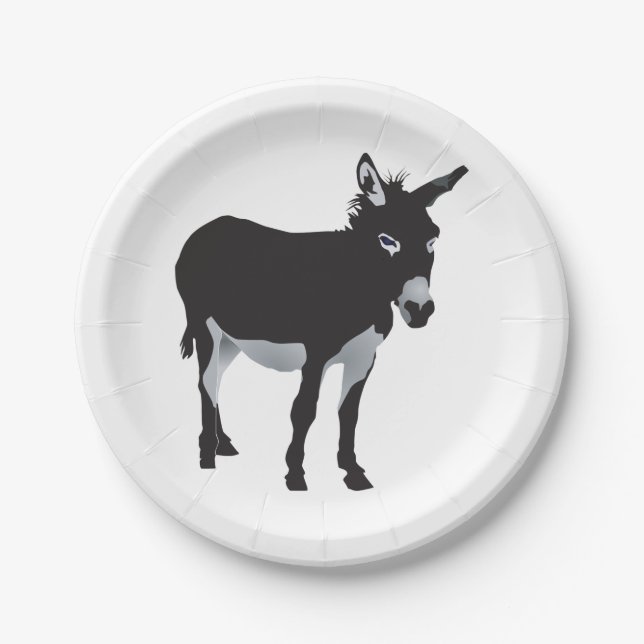 Plato De Papel Negrita Donkey Silhouette Farm Animal (Anverso)
