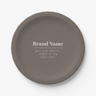 Plato De Papel Negrita Moderna Marca o Negocio Beige Oscuro y Lig