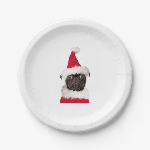 Plato De Papel Negro azote en Navidades Santa Hat