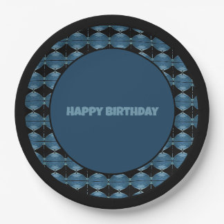 Plato De Papel Negro con azules